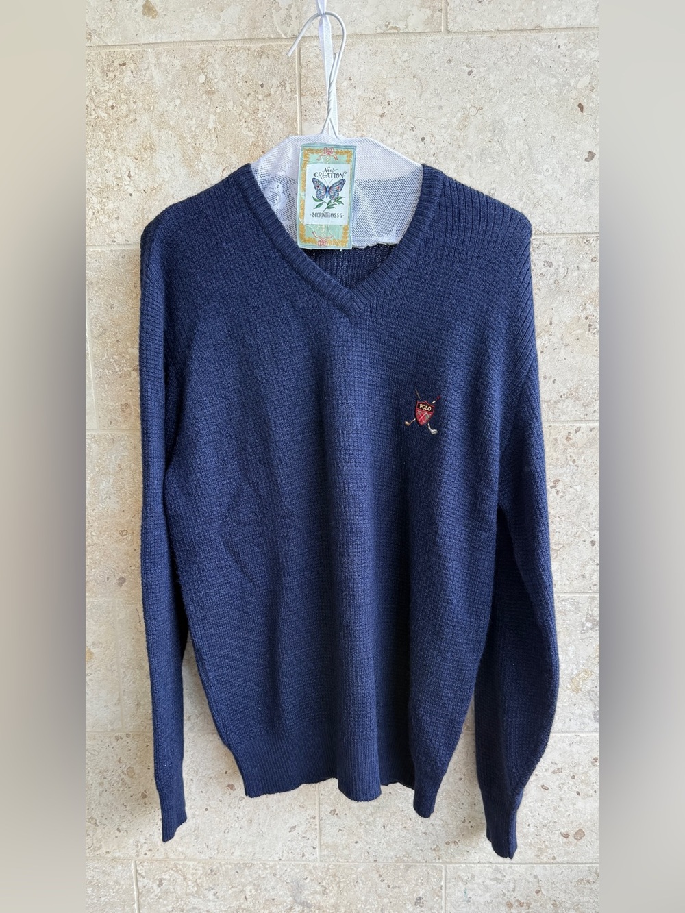 Polo Crest Navy V-Neck Sweater